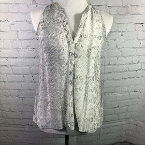 Joie Silk Snake Print Sleeveless Top Size XS/S Gray Off White